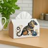 1pc Oriental Ornamental Classic Tissue Box - Tiger Floral Golden, Office, Parties,  for Living Room, Kitchen, Events - Decorative Desk Decor, Home Org