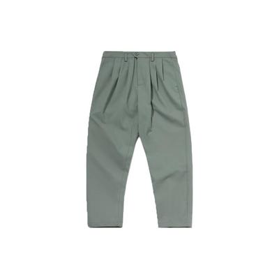 Li Ning Sports Fashion Series Solid Color Button Straight Loose Casual Pants Men Bottoms Green AKQP003-1