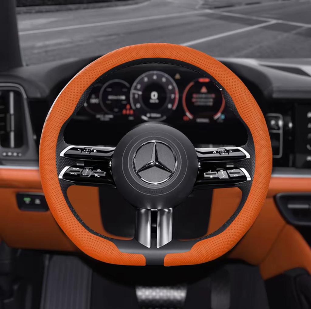8D Nappa leather Car Steering Wheel Cover For Mercedes Benz A B C E V S Class GLA GLB GLC GLK GLS SLK CLA CLS Auto Accessories