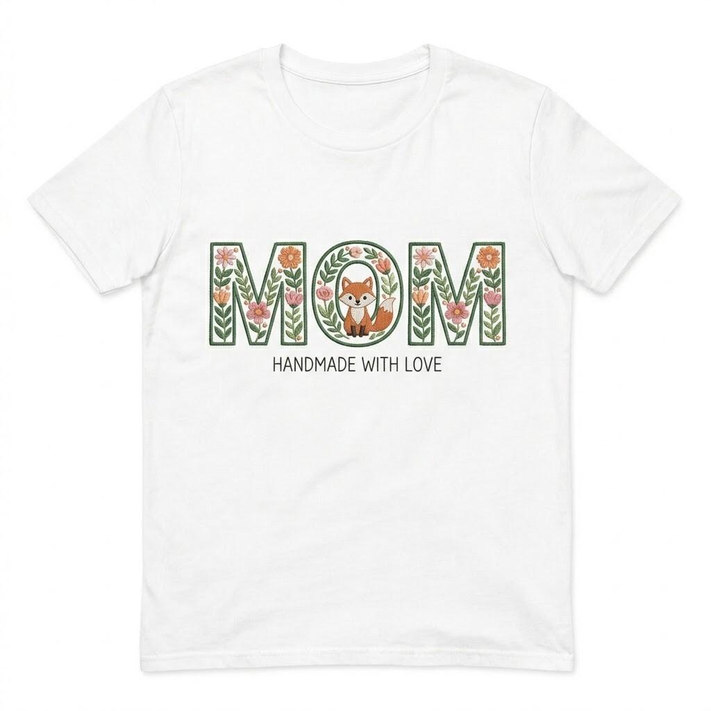 Mom Fox Floral T-Shirt Mother s Day Gift Cute Mama Graphic Tee Unisex Cotton S