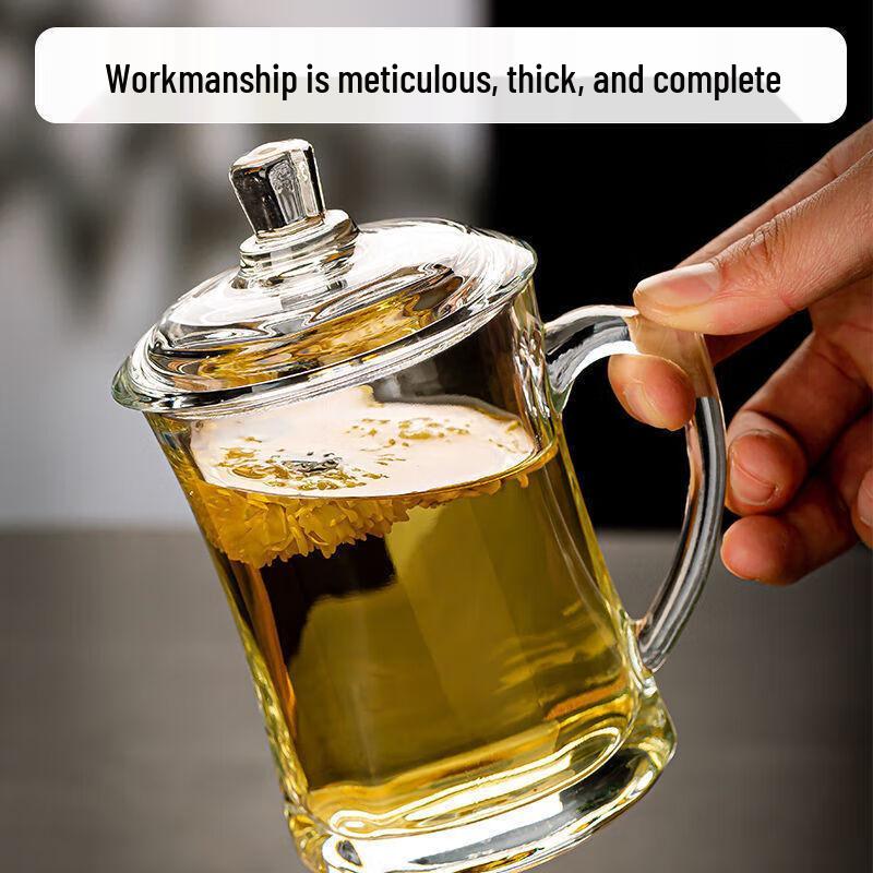 Xiyao Heat-Resistant Glass Teacup with Handle and Lid