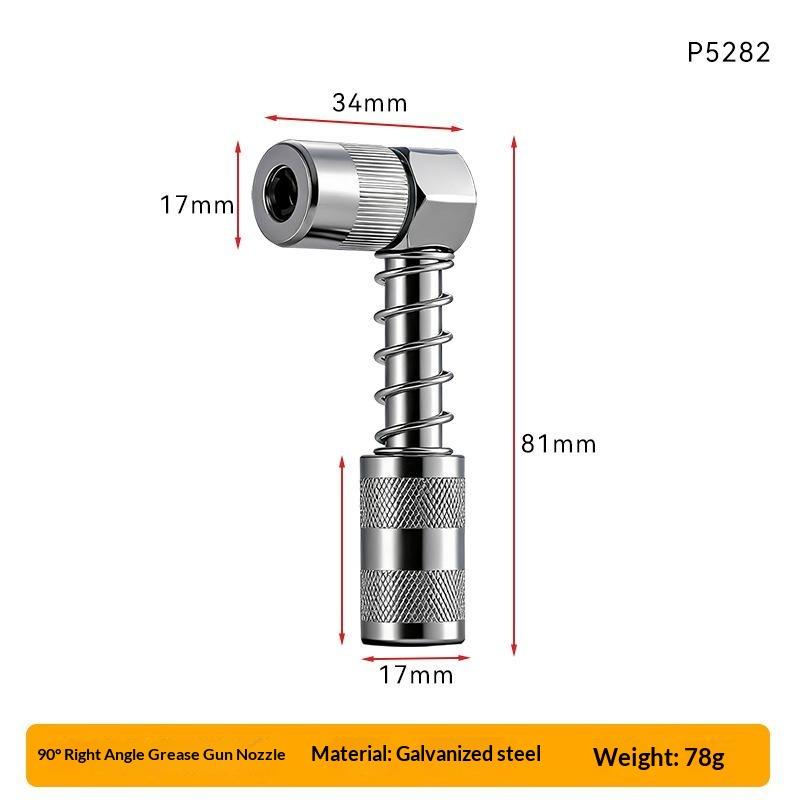Grease Gun Nozzle 90 Degree Heavy Duty Alloy Steel Leak Proof for Narrow Space Home Garage Repair Use