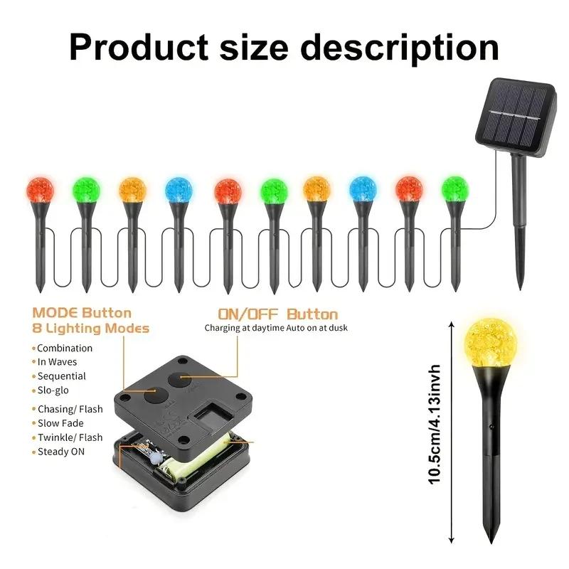 30-10LEDs Solar Ball Lawn Lights Waterproof Solar Pathway String Light for Outdoor Garden Patios Trail Lighting Decoration