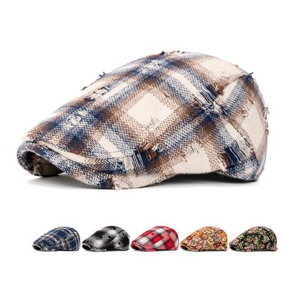 Beret Women's Autumn Winter Plaid Peaked Cap Men's British Newsboy Cap Paintsman Cap