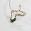 316L Stainless Steel New Fashion Upscale  Embedded Zircon Asymmetry Charm Thick Chain Bracelets Bangles For Women