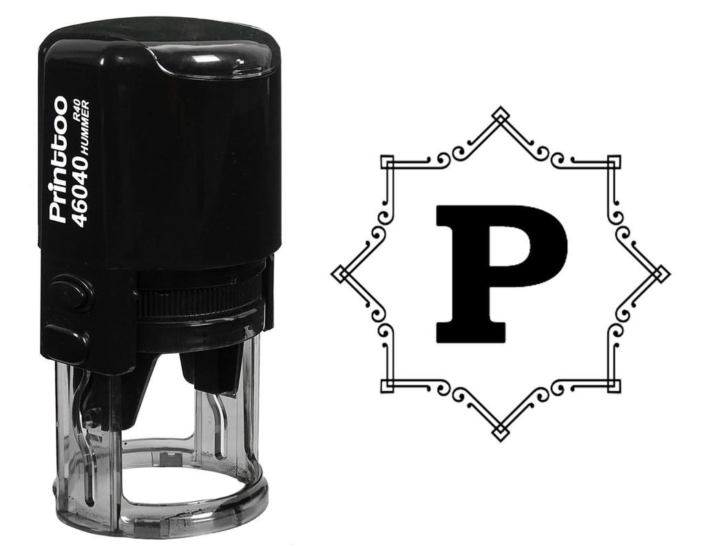 Printtoo Alphabet P Monogram Initial Octagon Celtic Swirl Frame R-40 Self Inking Rubber Stamp Office
