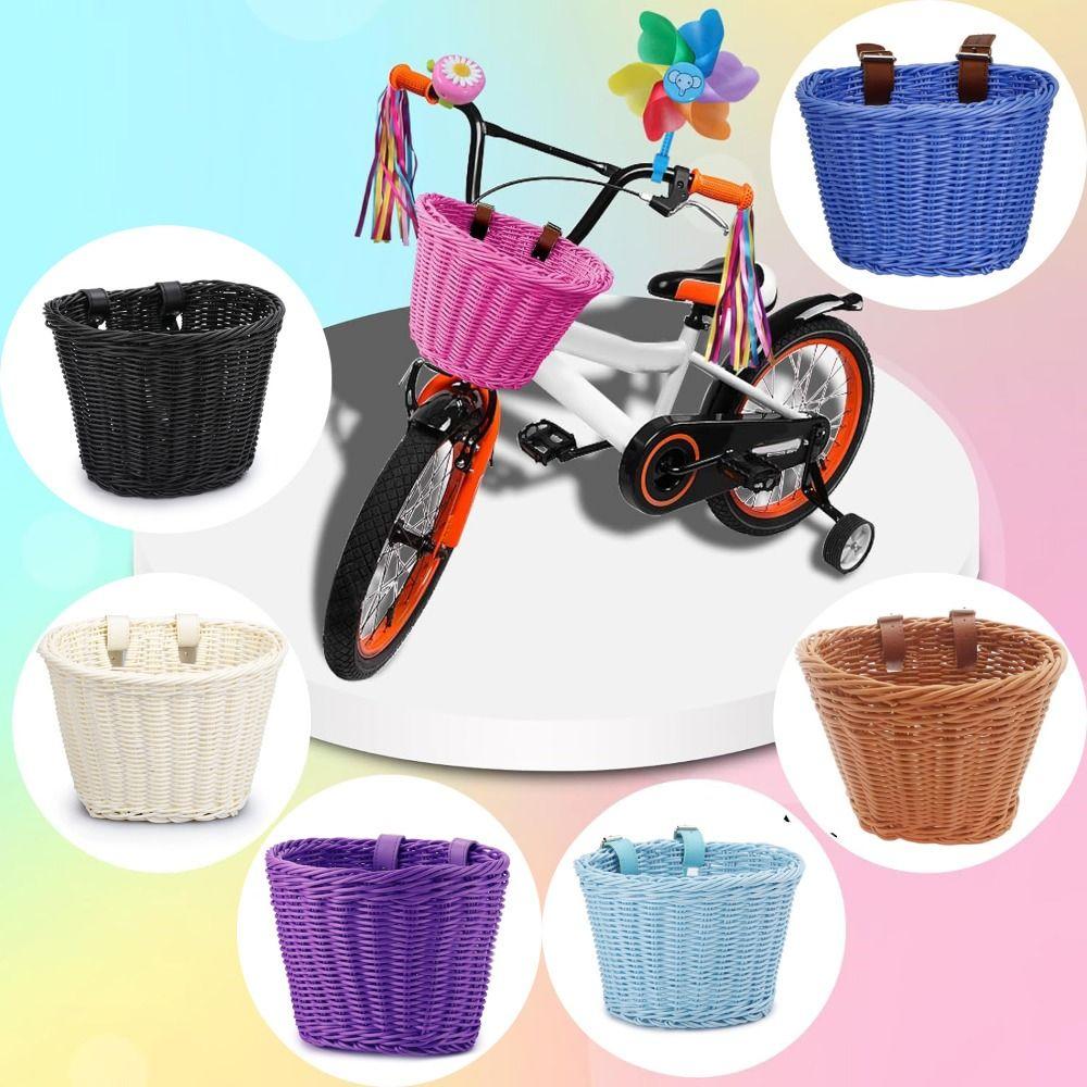 Woven Handmade Toddler Tiny Tricycle Baskets Waterproof Storage Front Handlebar Basket  Girls