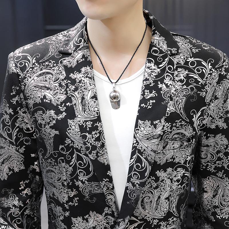 Erkekler İnceltilmiş Bronzlaştırıcı Blazer Gençlik Kişilik Desenli Takım Elbise Ceketi