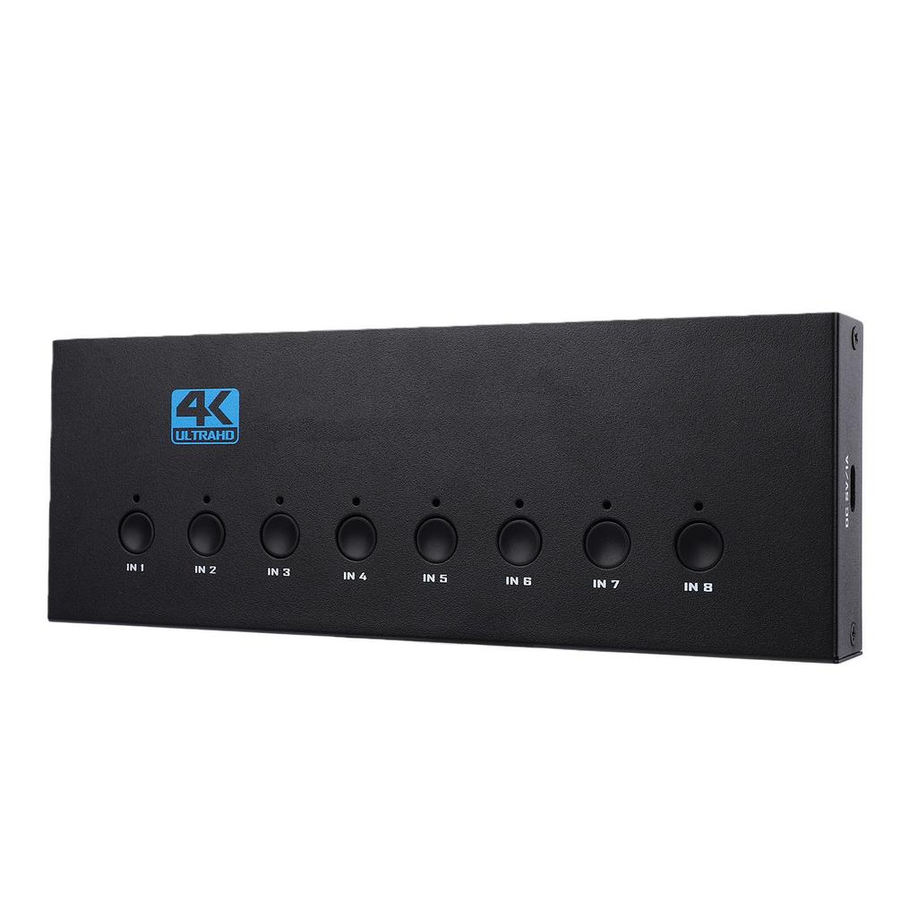 8X1 HD Multimedia Interface Switch Supports 4K 30Hz HDR HDCP 3D 1080P HD Switch Selector with Remote Control for TV PC