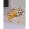 Yhpup Trendy Stainless Steel Round Ball Metal Huggie Earrings Gold Silver Color Temperament Personalized Versatile Jewelry