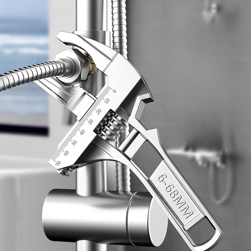 1Pc Large Opening Spanner Multifunctional Adjustable Wrench for Kitchen Bathroom Manual Operation Ergonomic Design