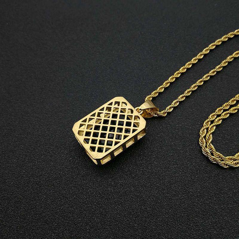 European and American Jewelry, Gold-plated Diamond Rectangular Gemstone Pendant Necklace 2026