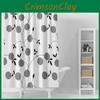 Chic Modern Peva Waterproof Shower Curtain Featuring Black Peony Pattern For Home Use