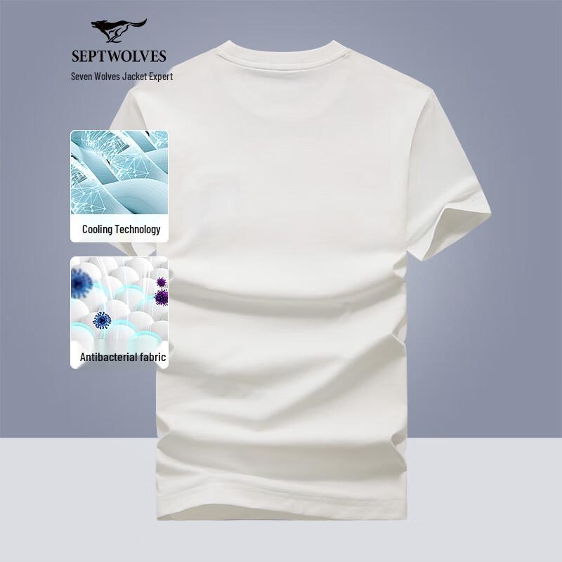 Septwolves Men s Cooling Anti-Bacterial Round Neck T-Shirt with Wolf Print 3XL