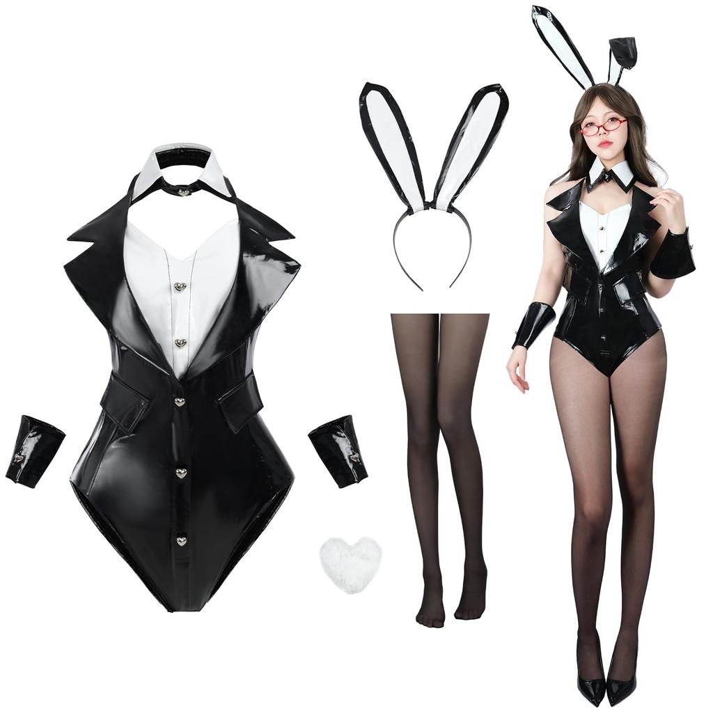 [Excellent Quality] Bunny Girl Cosplay, Plus Size Bunny Suit, Black and White Uniform, Cute and Sexy Halloween Costume for Events and Photo Shoots (Bl