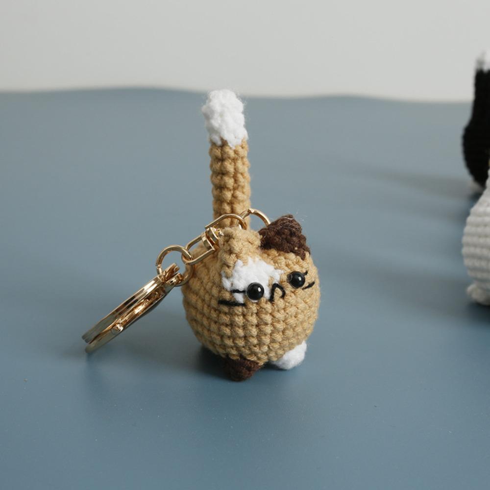 Handmade Handwoven Kitten Pendant Multi Color Animal Bag Charm Cat Key Ring  Gift Giving
