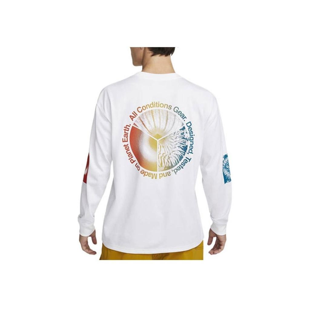 Nike ACG Series Letter Pattern Print Crew Neck Long Sleeve T-Shirt Men Tops White DX9453-100