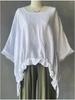 Hot Selling Loose Cotton Linen Round Neck Drop Shoulder Pullover