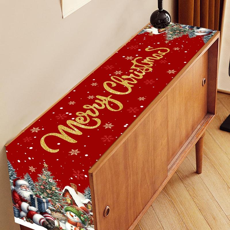Christmas Santa Snowman Table Runner Christmas Decorations for Home 2026 Xmas Party Table Decor Navidad Noel New Year Tablecloth