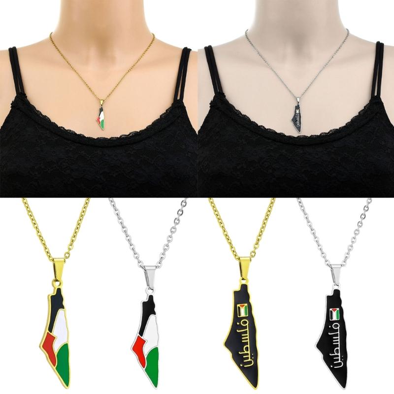 Unique ISR Map Pendant Necklace PLE Adjustable Chain Necklace Stainless Steel Material Suitable for Fashionable Outfits
