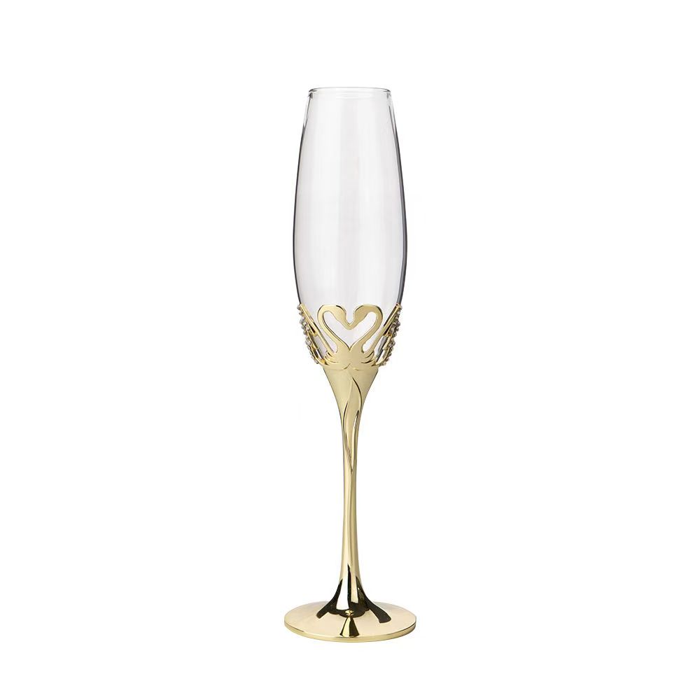 Crystal Champagne Glasses, Wedding Goblets, Red Wine Glass, European Household Sparkling Sweet Glassware, Golden Drinkware
