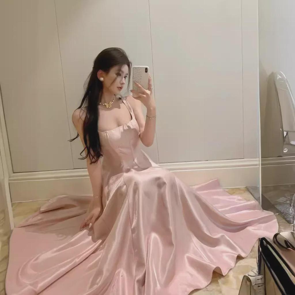 Cool Pink Satin Princess Party Dress - Pure Desire Long Skirt for Birthdays