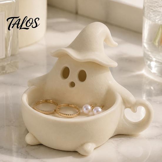 Jewelry Desktop Organizer 3D Printed Halloween Ghost Bowl, Trick or Treat Snack Candy Nut Bowl Serving Decorative Storage Tray Dish, Party Supplies