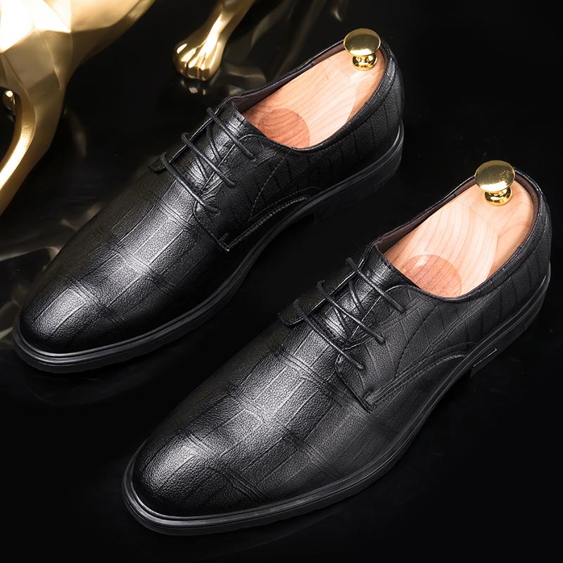 High End Brand Låga Toppar Platta Snörskor Loafers för Kontor Herrars Business Casual Skor Enkla Dagligen Herrars Läder Casual Skor