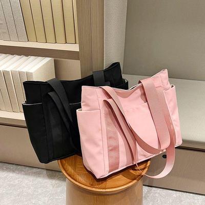 Japanische Damen-Canvas-Tasche: Große Kapazität, einfarbig, lässige Umhängetasche für Mütter
