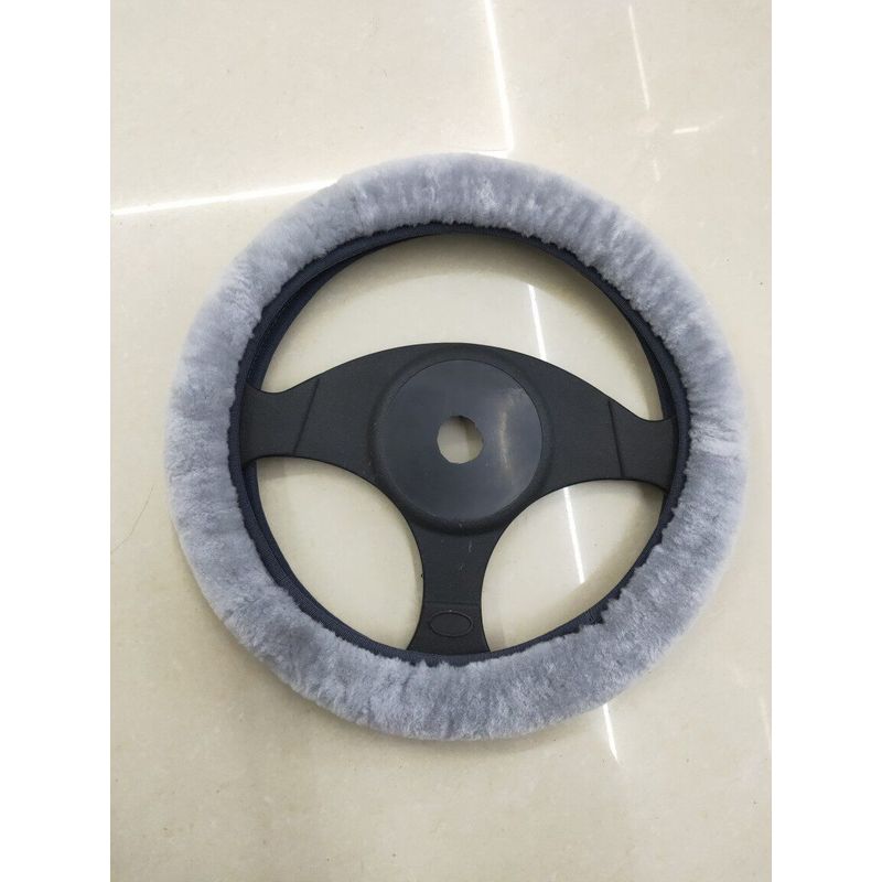 

Practical Pure Wool Car Steering Wheel Cover Winter Car Universal Grip Cover Non-Slip Warm Goatskin Stuffed Goddess Style Light Gray