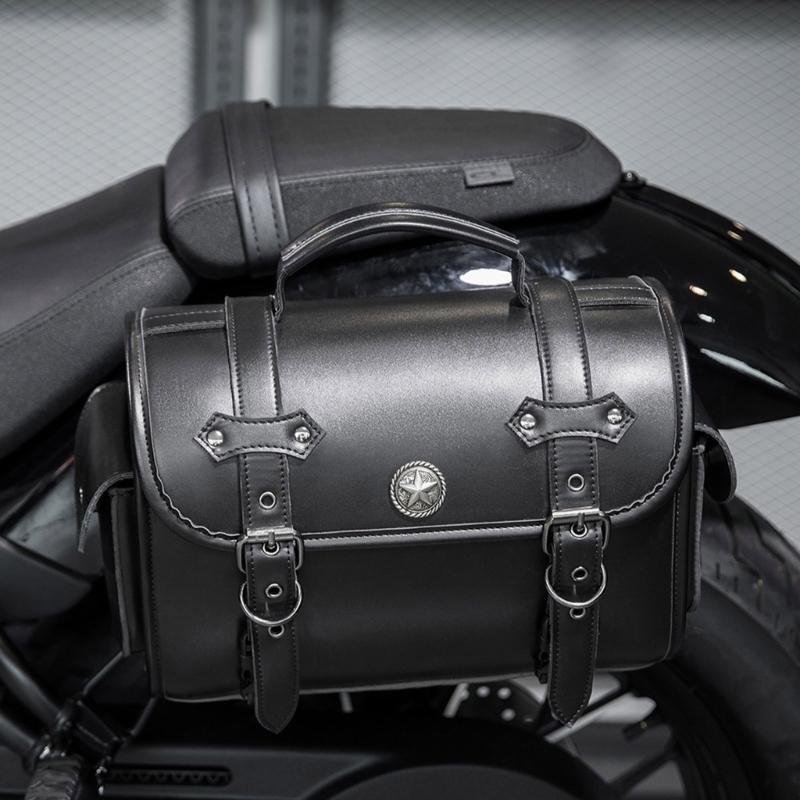 High Capacity Unique Punk Motorcycle Leather Tool Bag Saddlebag for Bikers & Adventurers Long Distance Riding