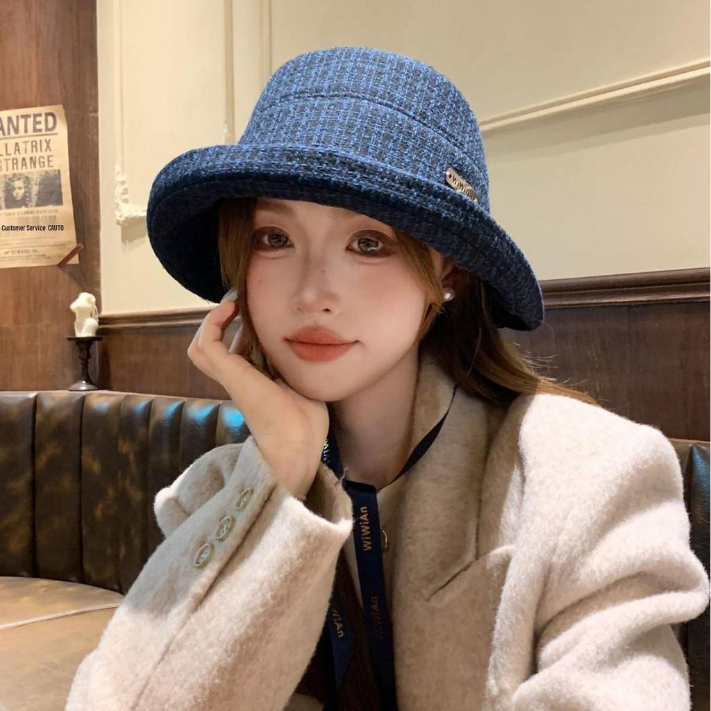 Chic French Plaid Fisherman Hat: Elegant Autumn/Winter Style