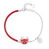 S925 Sterling Silver Antler Bracelet with Temperature-Sensitive Color Change, Woven Red Rope, Chinese Style Women's Christmas Jewelry Gift.