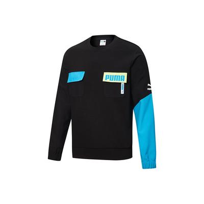 Geflicktes Colorblock Rundhals-Sweatshirt Herren Oberteile Schwarz 532181-01