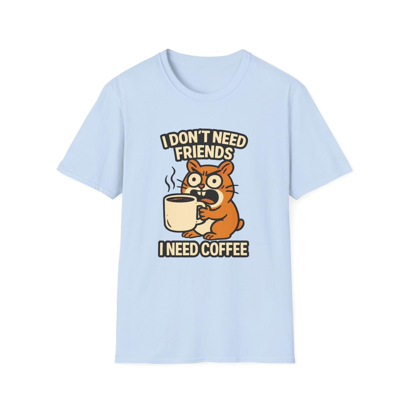 Unisex Softstyle T-Shirt Mens Womens Tees Top Wild-Eyed Hamster I Need Coffee Funny Mug Humor S