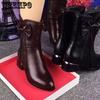 Plush Short Boots for Women Autumn and Winter Boots Ankle Versatile Mid Heel and Plush Boots