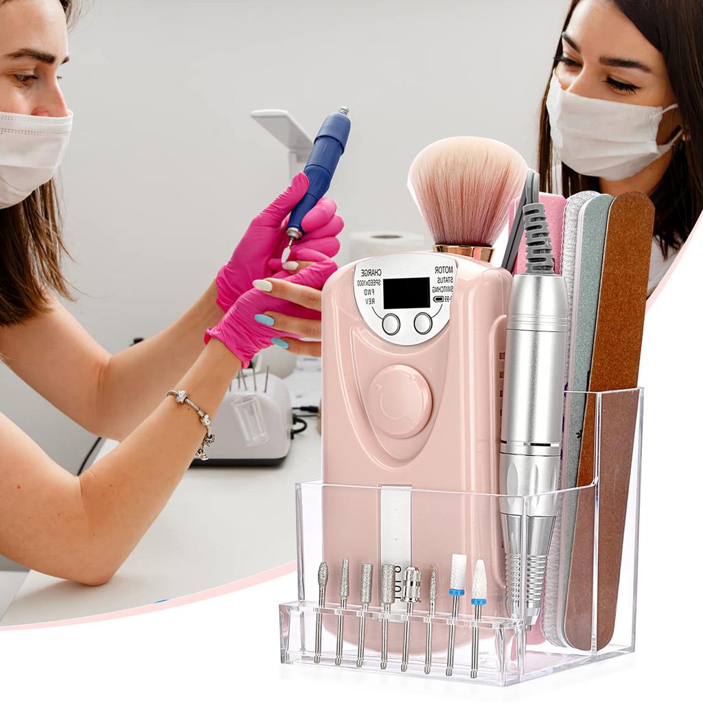 Nail Drill Machine Nail Drill Holder Transparent Drill Bit Holder for Nail Professional Nail Organizer Storage Box Case