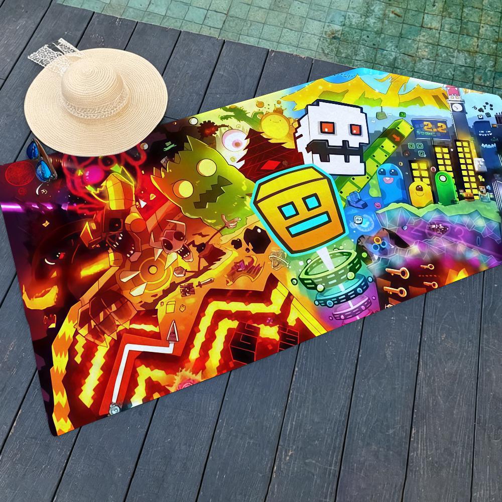 Game G-Geometry Dash Towel Yoga Gym Yoga Gym Lightweight Portable for Swimming Beach Travel Sports Accessories Sandproof