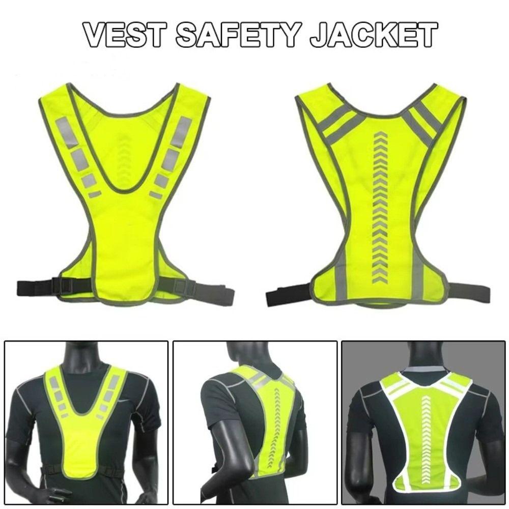 Reflective Cloth Reflective Vest Adjustable Fit Safety Jacket Protective Vest Running Jogging