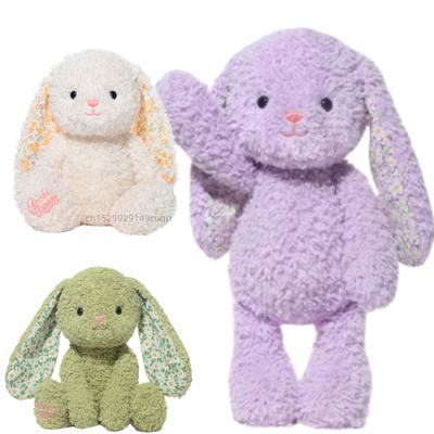 Cartoon Hohe Qualität Floral Langohriger Hase Plüschpuppe Weich Weiß Lila Grün Hase Plüsch Beschwichtigungsspielzeug Geschenk für Mädchen