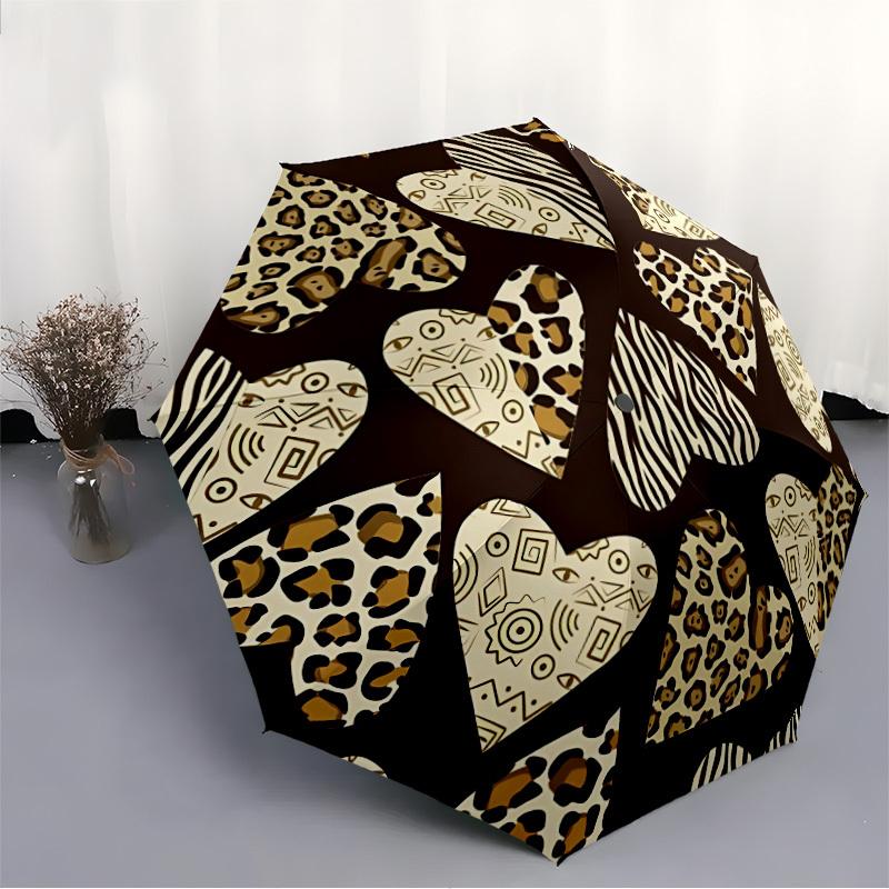 1pc Leopard Zebra Automatic Open/Close Umbrella Compact Folding Umbrella, All-Season Portable Umbrella for Women/Men F1124348