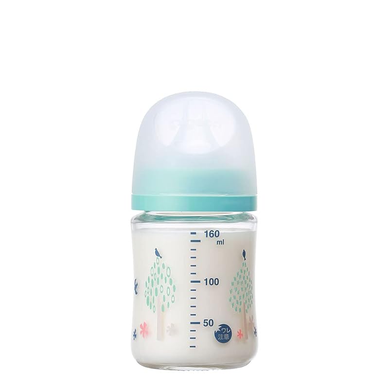 PIGEON Pigeon Breastfeeding Feel Baby Bottle 160ml 0 months and up, Heat-resistant glass that cools quickly, Bear design, scratch-resistant and