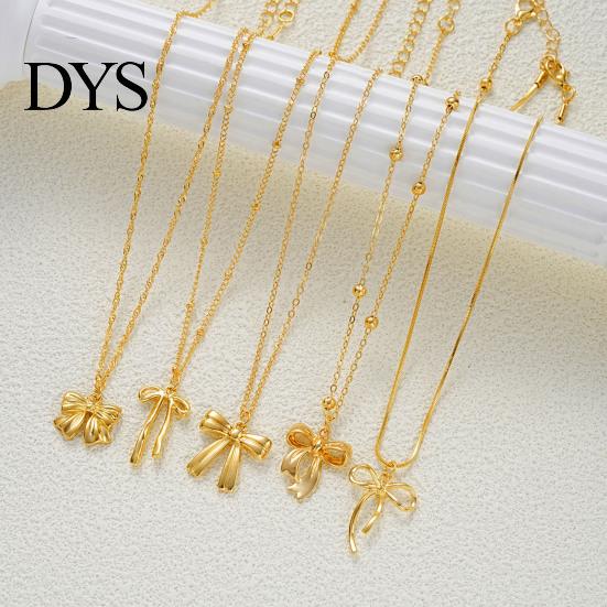 Women Bow Pendant Set 5Pcs/Set Necklaces Elegant Knot Charm Choker Charming Neck Jewelry Dainty Layering Chain Necklace Gift for Girls Friends Fashion