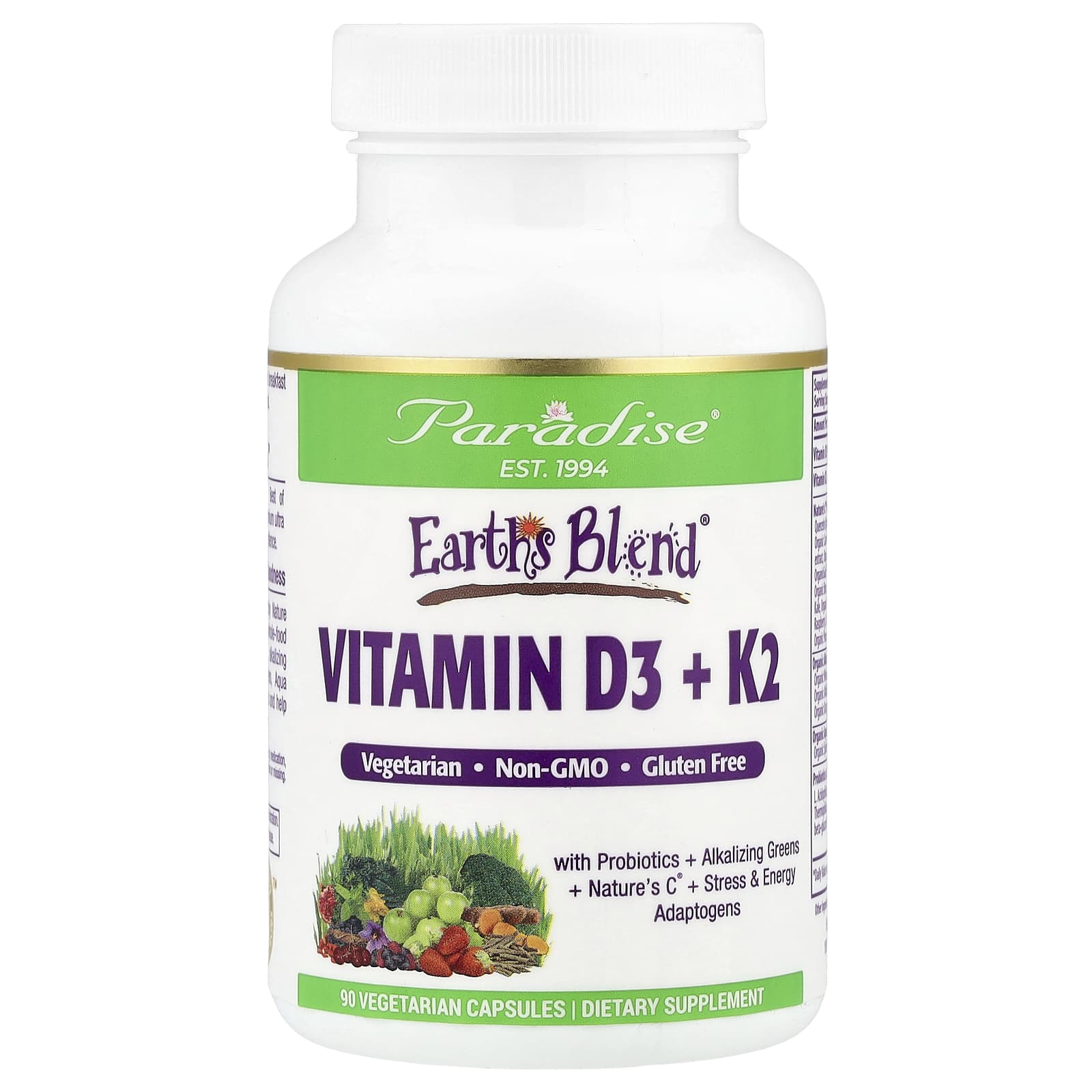 

Earth S Blend®, Vitamin D3 + K2, 90 Veggie Caps