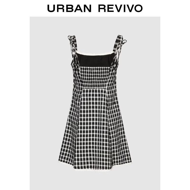 UR2026 Women s Casual Plaid Tie-Strap Mini Dress XL