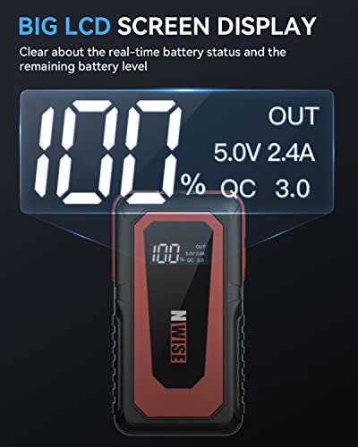 NWISE Jump Starter, 2000A Peak Current, Large Capacity, 12V Car Engine Starter (Compatible with up to 8.0L Gasoline Vehicles and 7L Diesel Vehicl