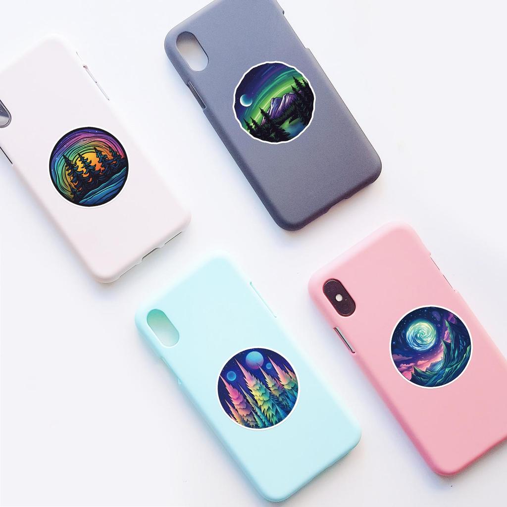 50 Waterproof Aurora Graffiti Stickers for Laptops, Suitcases, Cars & Journals