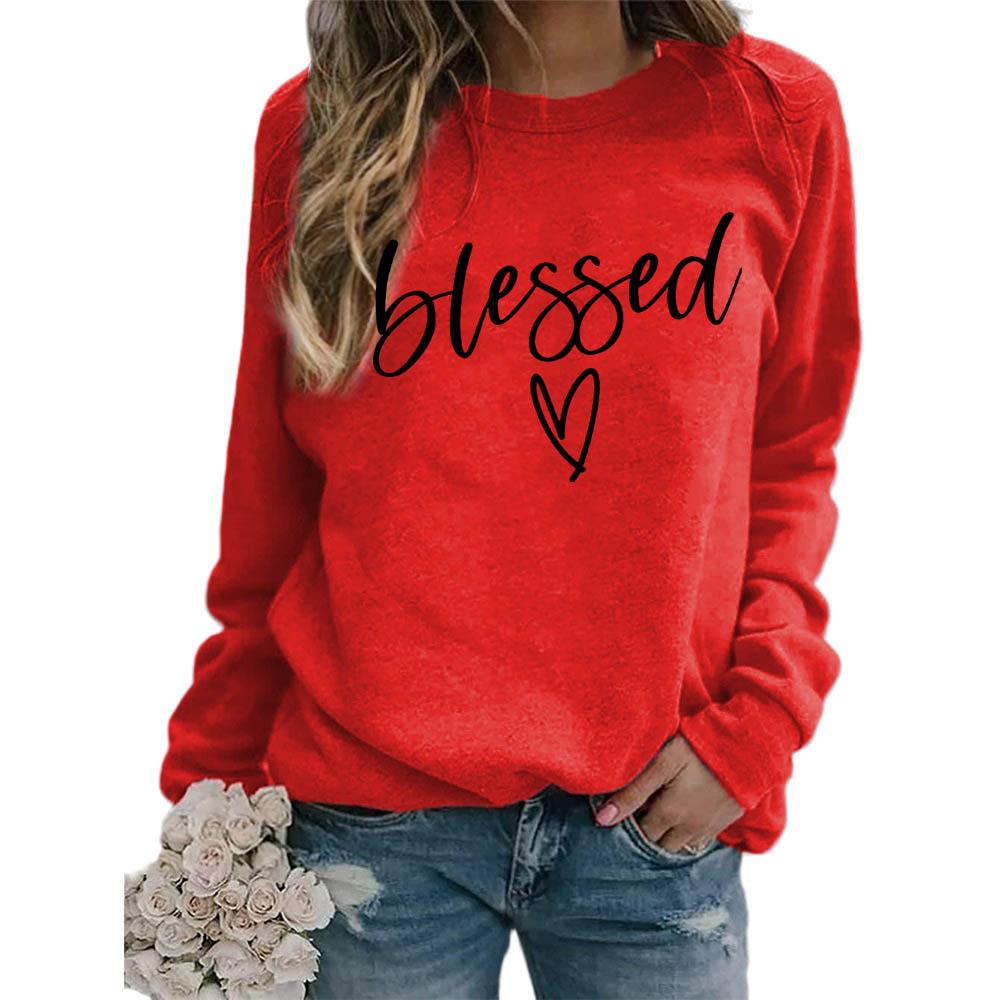 Women's Crew Neck Long Sleeve Loose Fit Sweatshirt Letter Print Casual Oversized Top