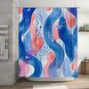 Watercolor Blue Pink Red Bathtub Shower Curtain Waterproof Decorative Bathroom Decoration
