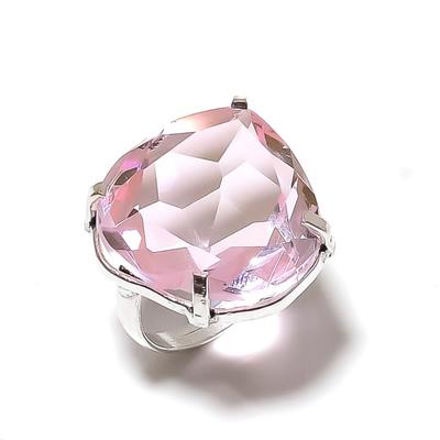 Pink Kunzite Gemstone Handmade 925 Sterling Silver Jewelry Ring Size 5 z7Z69